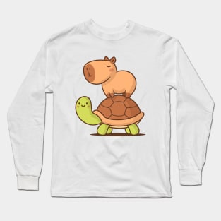 Capybara and Turtle Long Sleeve T-Shirt